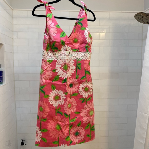 Lilly Pulitzer Pink Linen Floral Dress - Picture 2 of 9